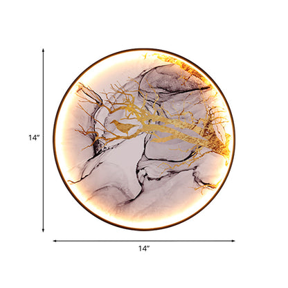 Vivolux | Asiatische Blumen/Vogel Stoff Wandbeleuchtung LED Wandlicht Armatur in Schwarz für das Wohnzimmer
