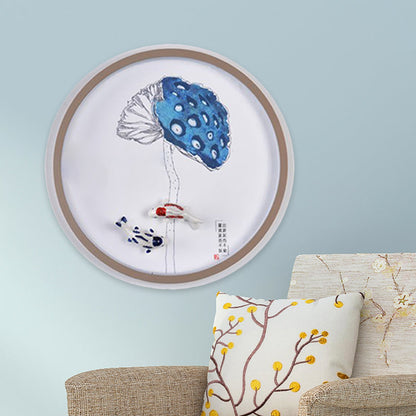 Vivolux | Aquarel Bergen/Vissen Muurschildering Verlichting Chinese Stijl IJzeren Slaapkamer LED Wandlamp in Wit