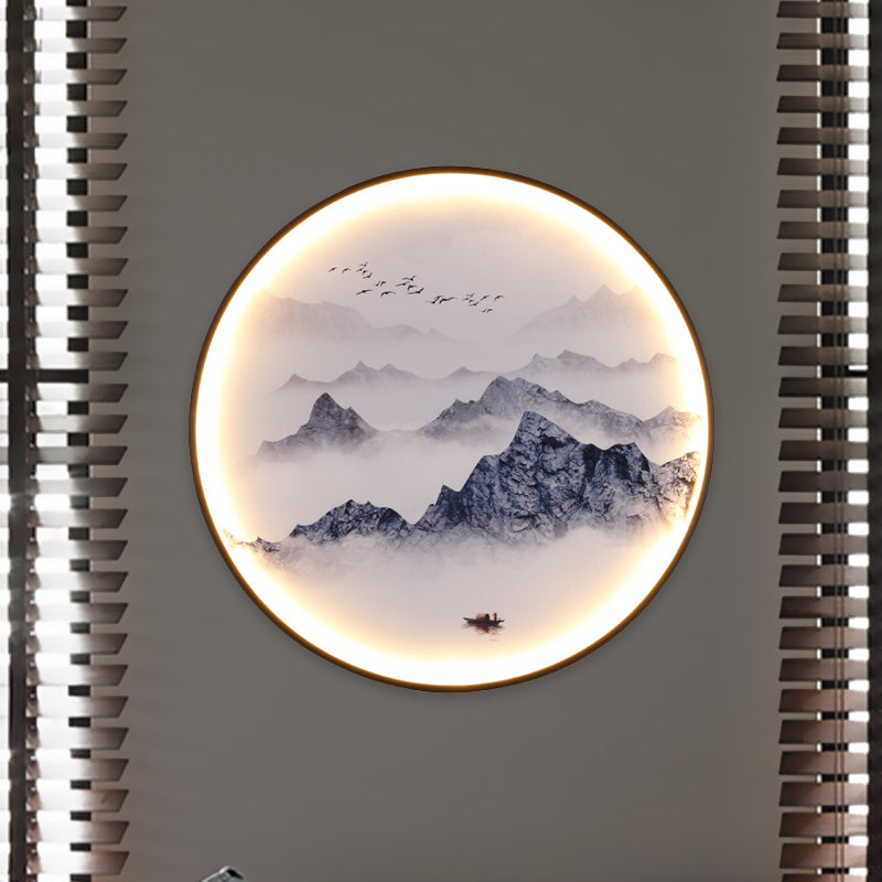 Vivolux | Blauwe Foggy Mountain Wandbehang Licht Azië Aluminium LED Wandverlichting voor Woonkamer Decoratie