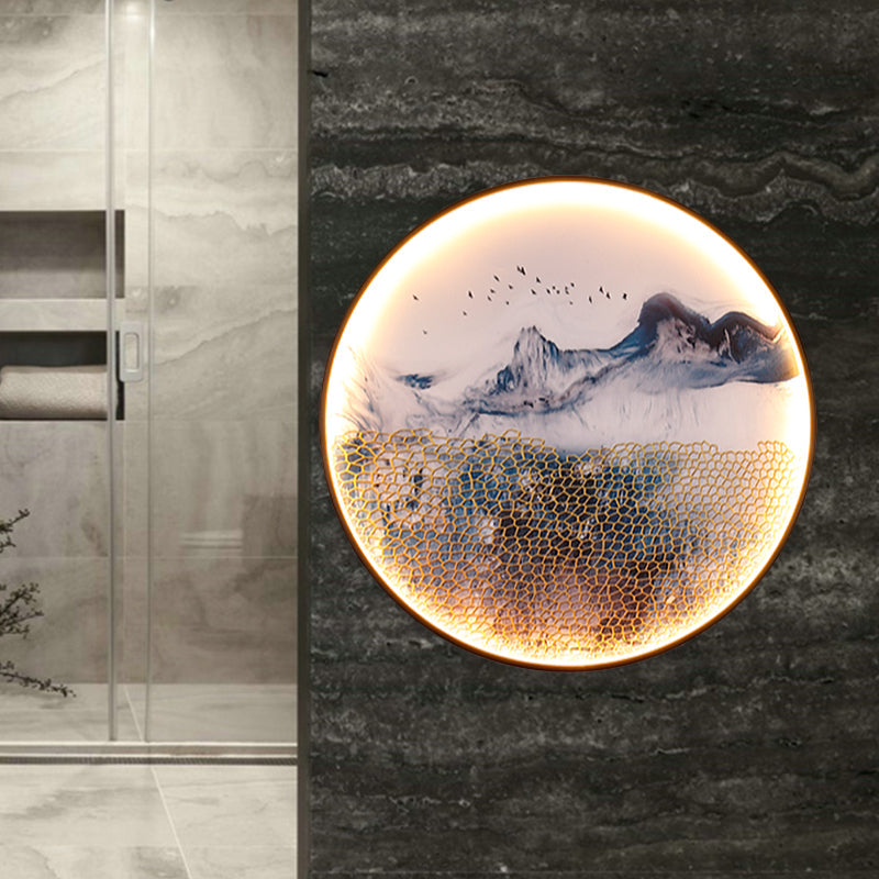 Vivolux | Blauwe Foggy Mountain Wandbehang Licht Azië Aluminium LED Wandverlichting voor Woonkamer Decoratie