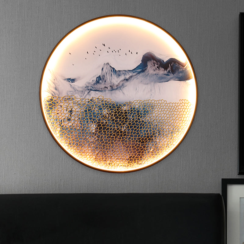 Vivolux | Blauwe Foggy Mountain Wandbehang Licht Azië Aluminium LED Wandverlichting voor Woonkamer Decoratie