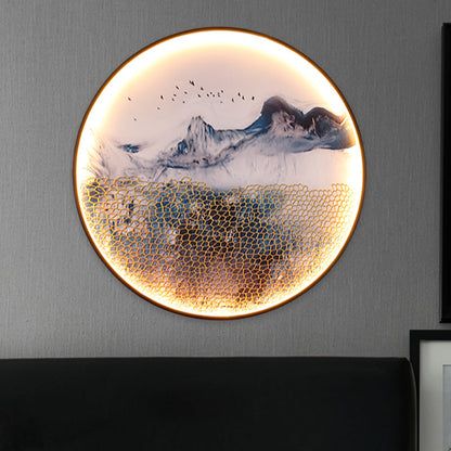 Vivolux | Blauwe Foggy Mountain Wandbehang Licht Azië Aluminium LED Wandverlichting voor Woonkamer Decoratie