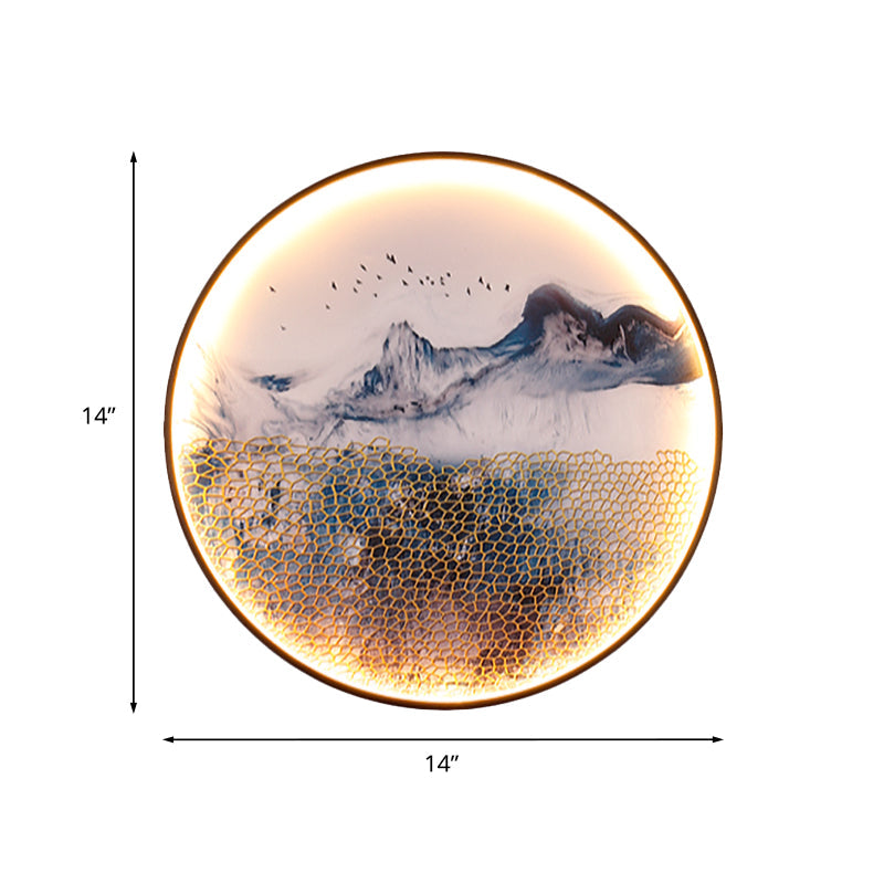 Vivolux | Blauwe Foggy Mountain Wandbehang Licht Azië Aluminium LED Wandverlichting voor Woonkamer Decoratie