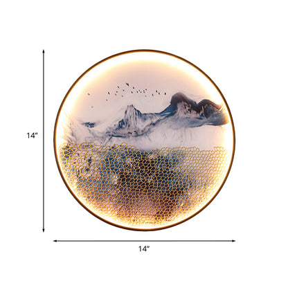 Vivolux | Blauwe Foggy Mountain Wandbehang Licht Azië Aluminium LED Wandverlichting voor Woonkamer Decoratie