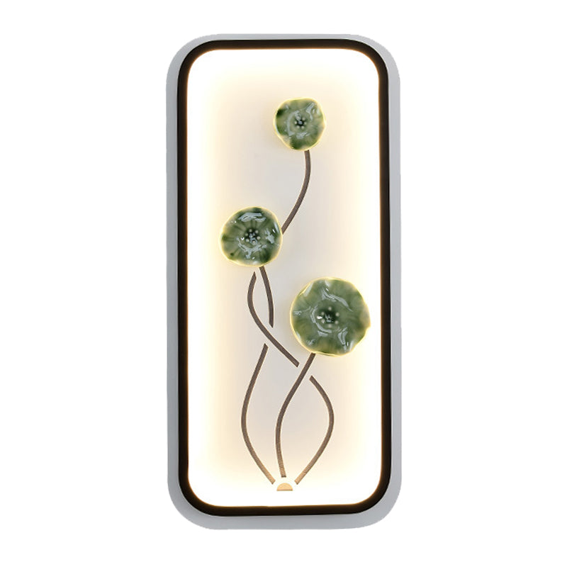 Vivolux | Keramische Lotusbladeren/Bloesem Muur Lamp Chinese Zwart-Groen/Rood LED Wandlamp voor de Woonkamer
