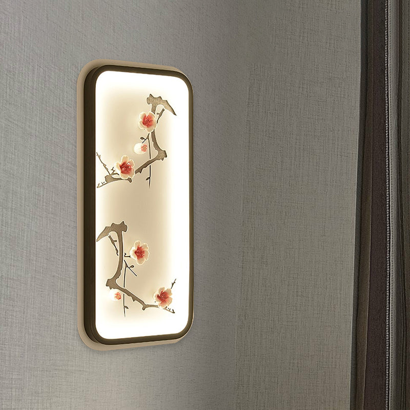 Vivolux | Keramische Lotusbladeren/Bloesem Muur Lamp Chinese Zwart-Groen/Rood LED Wandlamp voor de Woonkamer