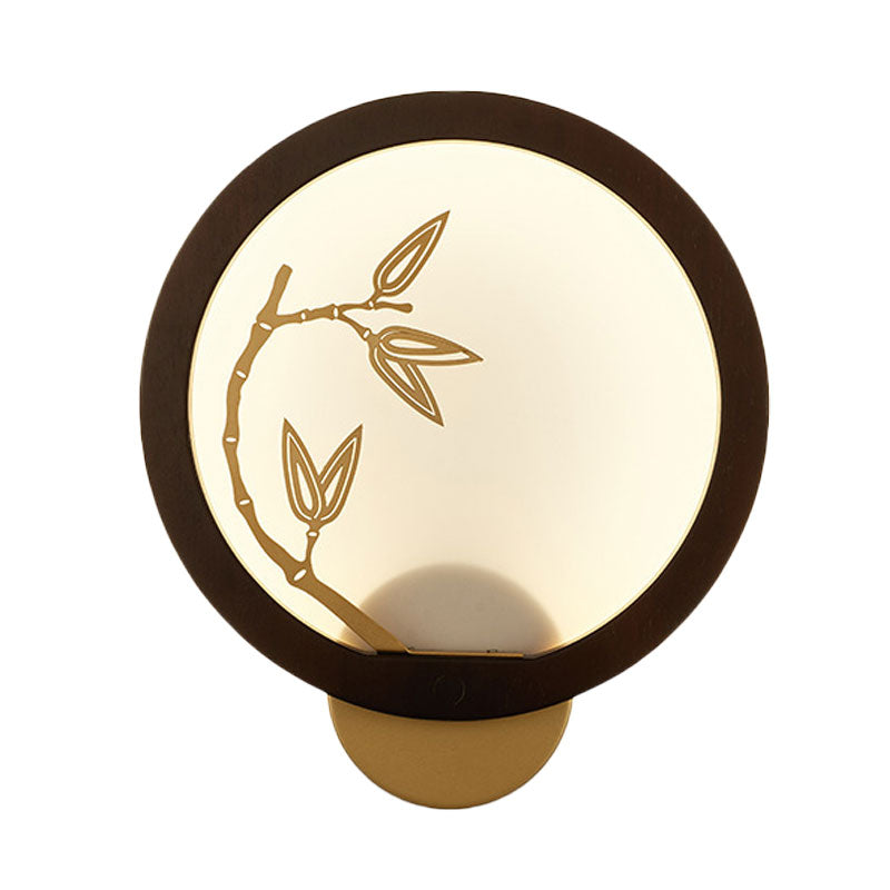 Vivolux | Zwart/Beige Bamboeblad Muur Lamp Chinese Stijl Houten LED Wandmontage Verlichtingsarmatuur voor Slaapkamer