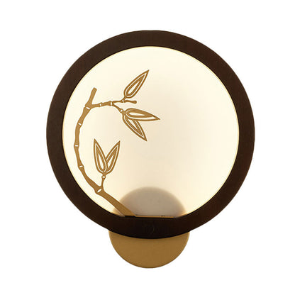 Vivolux | Zwart/Beige Bamboeblad Muur Lamp Chinese Stijl Houten LED Wandmontage Verlichtingsarmatuur voor Slaapkamer