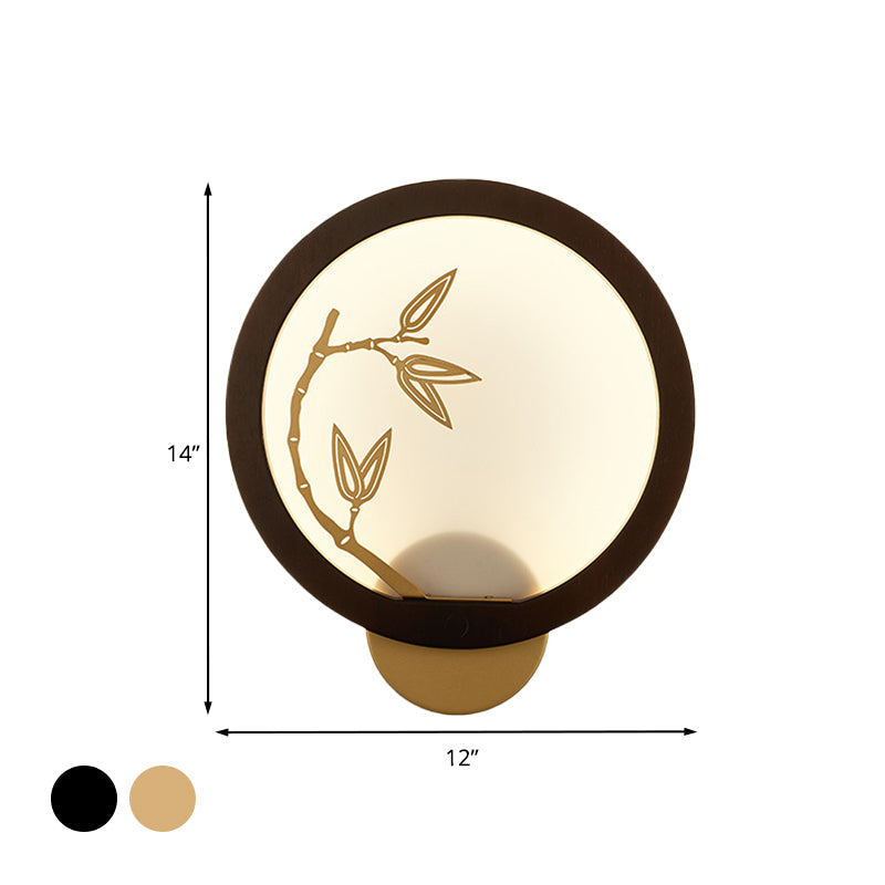 Vivolux | Zwart/Beige Bamboeblad Muur Lamp Chinese Stijl Houten LED Wandmontage Verlichtingsarmatuur voor Slaapkamer