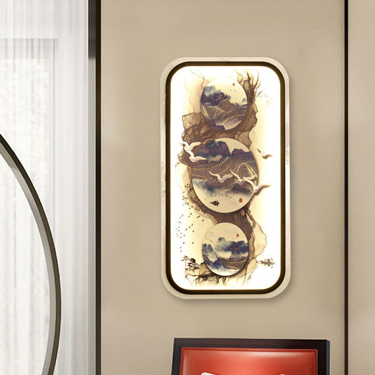 Vivolux | Abstracte Schilderij Muurschildering Licht Wandlamp Aziatisch Stof Restaurant LED Wandlamp Kit in Zwart