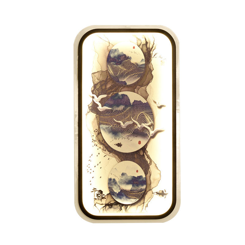 Vivolux | Abstracte Schilderij Muurschildering Licht Wandlamp Aziatisch Stof Restaurant LED Wandlamp Kit in Zwart