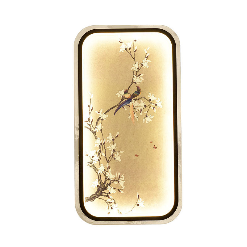 Vivolux | Blühender Baum Wandgemälde Licht Asien Schwarze Stoff Wandbeleuchtungseinrichtung zur Dekoration