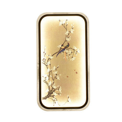 Vivolux | Blühender Baum Wandgemälde Licht Asien Schwarze Stoff Wandbeleuchtungseinrichtung zur Dekoration