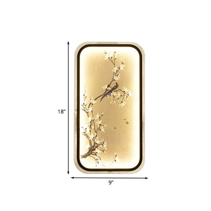 Vivolux | Blühender Baum Wandgemälde Licht Asien Schwarze Stoff Wandbeleuchtungseinrichtung zur Dekoration