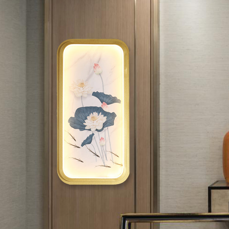 Vivolux | Azië Lotus Stof Wandmontage Muur Lamp LED Flush Mount Wand Sconces in Goud voor Slaapkamer