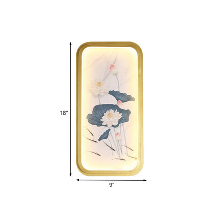 Vivolux | Azië Lotus Stof Wandmontage Muur Lamp LED Flush Mount Wand Sconces in Goud voor Slaapkamer