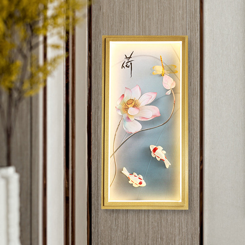 Vivolux | Azië Lotus Stof Wandmontage Muur Lamp LED Flush Mount Wand Sconces in Goud voor Slaapkamer