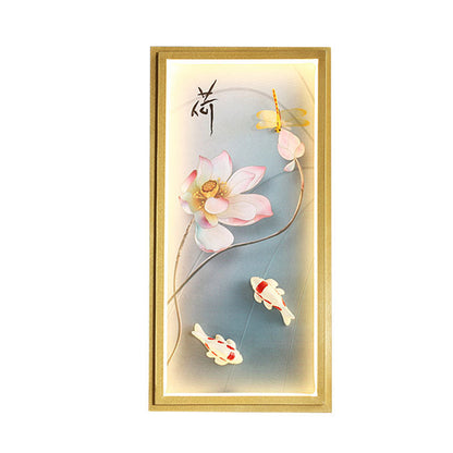 Vivolux | Azië Lotus Stof Wandmontage Muur Lamp LED Flush Mount Wand Sconces in Goud voor Slaapkamer