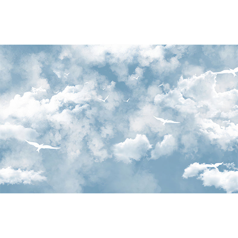 Vivolux | Simple Sky and Cloud Wallpaper for Guest Room Decor, Pastel Blue, Custom Made