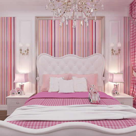 Vivolux | 17,5" x 65,5' Tapetenrolle Simplicity für die Mädchenzimmerdekoration mit vertikalem Streifendesign in sanftem Rosa, selbstklebend