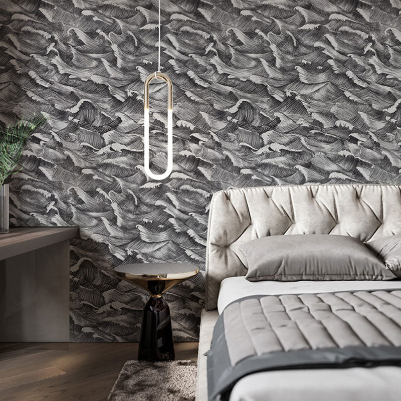 Vivolux | Abstracte Golf Behangrol voor gastenverdieping decor, donkere kleur, 10 meter x 52 centimeter