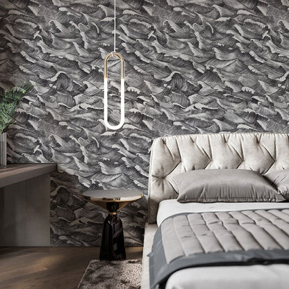 Vivolux | Abstracte Golf Behangrol voor gastenverdieping decor, donkere kleur, 10 meter x 52 centimeter