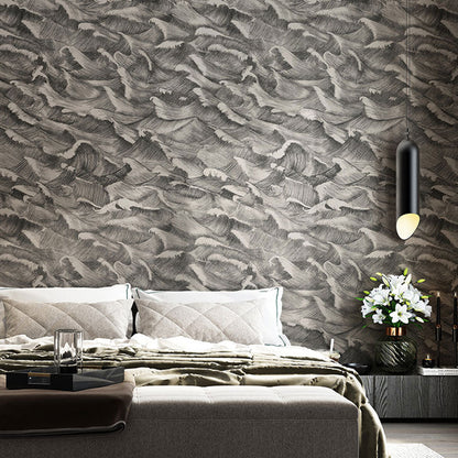 Vivolux | Abstracte Golf Behangrol voor gastenverdieping decor, donkere kleur, 10 meter x 52 centimeter