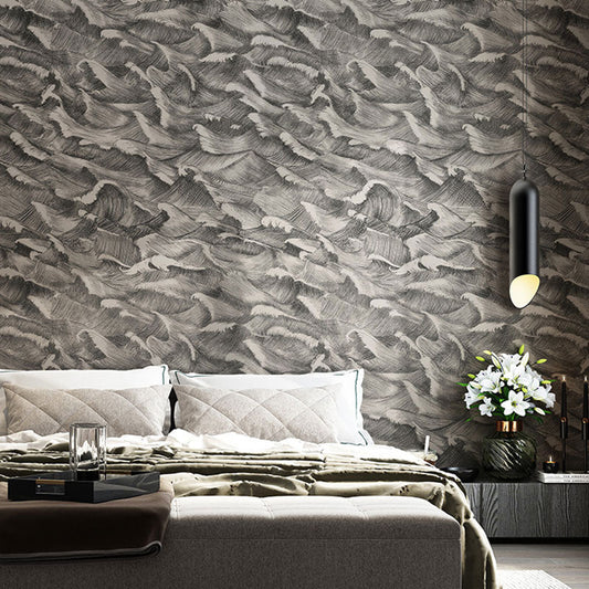 Vivolux | Abstracte Golf Behangrol voor gastenverdieping decor, donkere kleur, 10 meter x 52 centimeter