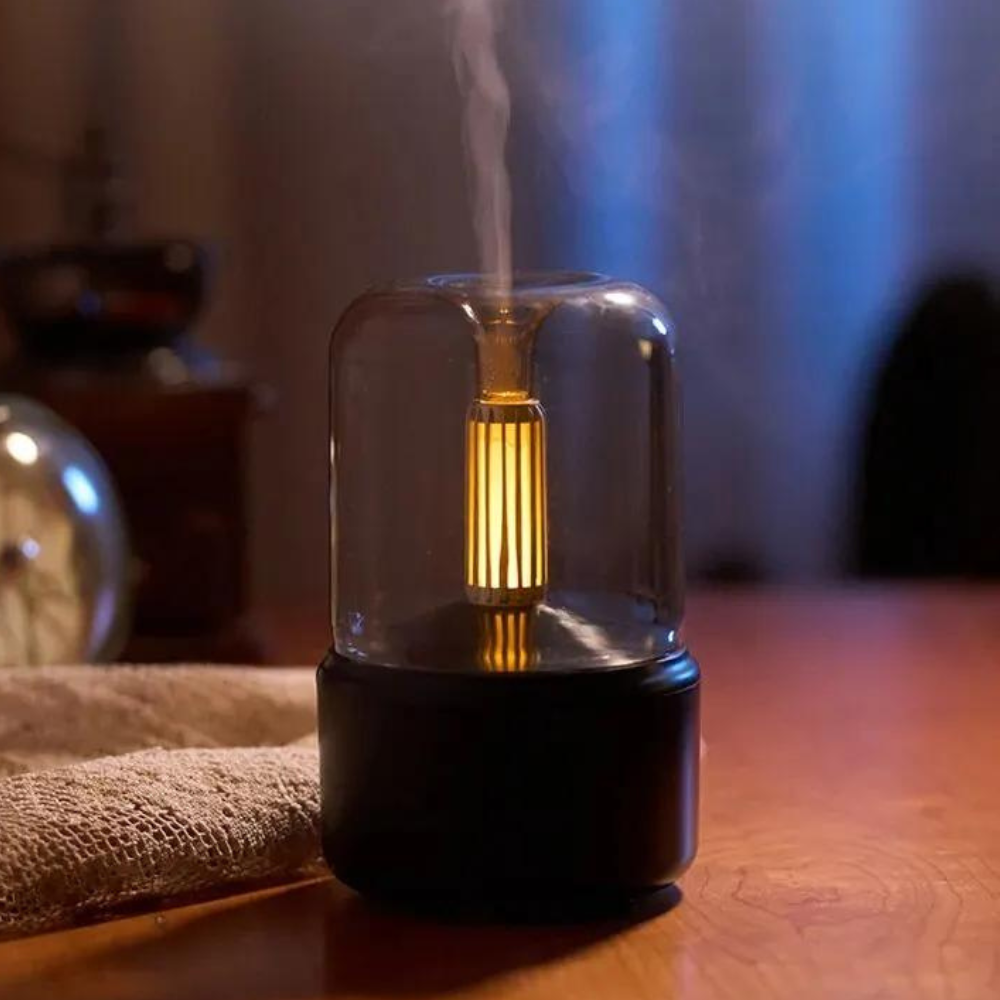 Vivolux | Retro Aroma Diffuser mit Nachtlicht - USB ätherischer Öl-Luftbefeuchter für Zuhause und Büro