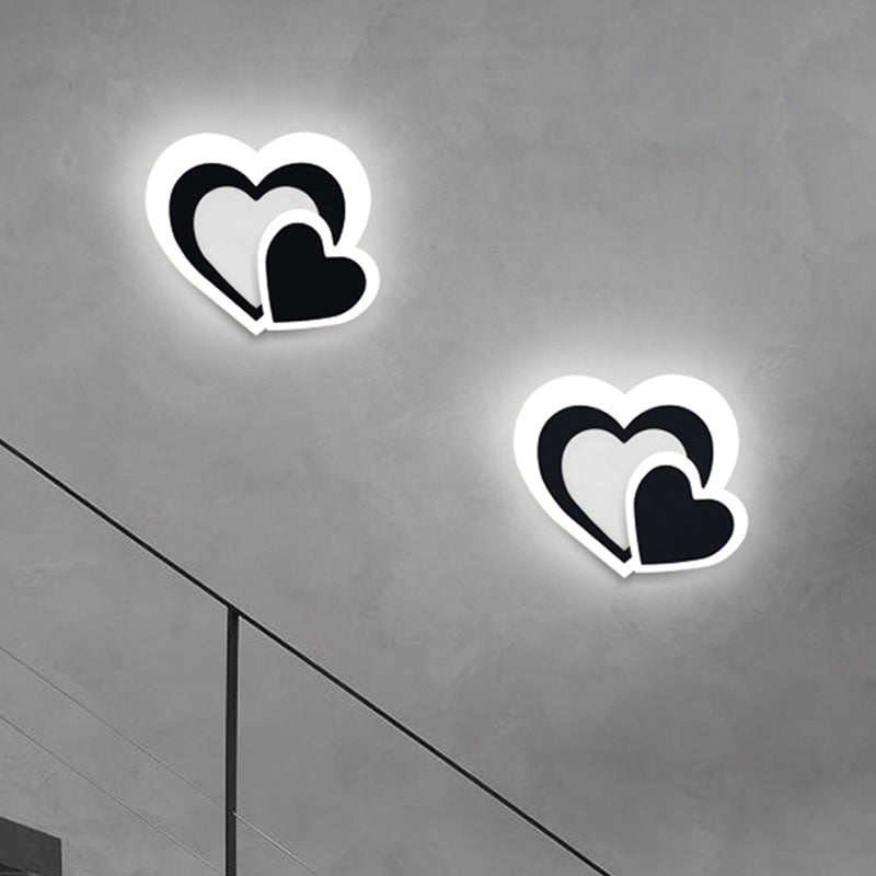 Vivolux | Loving Heart Wandleuchte Nordic Acryl LED Schwarze Wandmontierte Lampenfixtures für Wohnzimmer