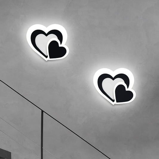 Vivolux | Loving Heart Wandleuchte Nordic Acryl LED Schwarze Wandmontierte Lampenfixtures für Wohnzimmer