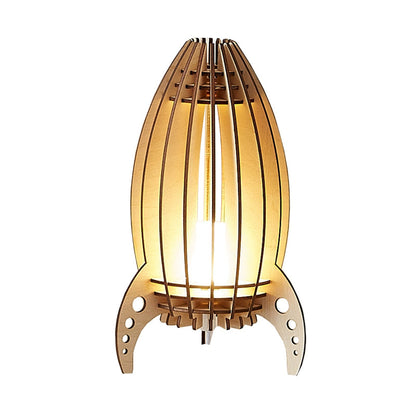 Vivolux | Beige Rocket Frame USB Nacht Tafel Lamp Cartoon LED Houten Nachtkastje Lamp voor Slaapkamer