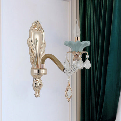 Vivolux | Traditionelle Kerzen Wandbeleuchtung Idee 1/2-Licht Kristall Wandmontage Lampe Leuchte in Gold