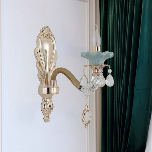 Vivolux | Traditionelle Kerzen Wandbeleuchtung Idee 1/2-Licht Kristall Wandmontage Lampe Leuchte in Gold