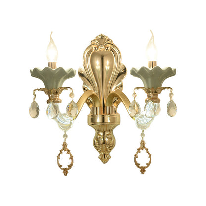 Vivolux | Traditionelle Kerzen Wandbeleuchtung Idee 1/2-Licht Kristall Wandmontage Lampe Leuchte in Gold
