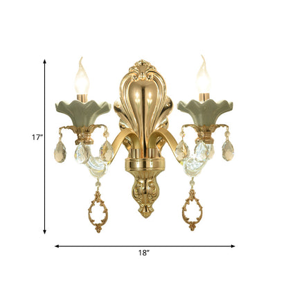 Vivolux | Traditionelle Kerzen Wandbeleuchtung Idee 1/2-Licht Kristall Wandmontage Lampe Leuchte in Gold