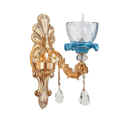 Vivolux | Klar Gekruiste Glas Blume Wandleuchte Mid Century 1/2-Kopf Wohnzimmer Wandleuchte in Gold