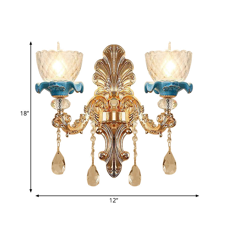 Vivolux | Klar Gekruiste Glas Blume Wandleuchte Mid Century 1/2-Kopf Wohnzimmer Wandleuchte in Gold