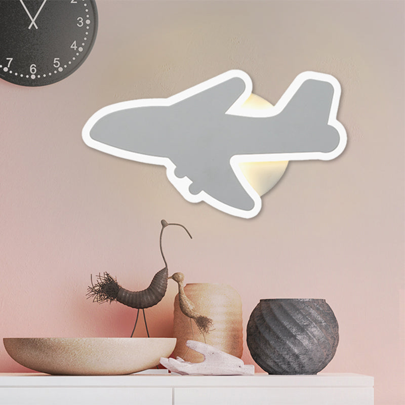 Vivolux | Jet Kids Schlafzimmer Flush Mount Wand Sconces Acryl Cartoon LED Wandmontage Beleuchtung in Weiß/Blau