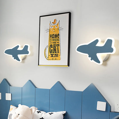 Vivolux | Jet Kids Schlafzimmer Flush Mount Wand Sconces Acryl Cartoon LED Wandmontage Beleuchtung in Weiß/Blau
