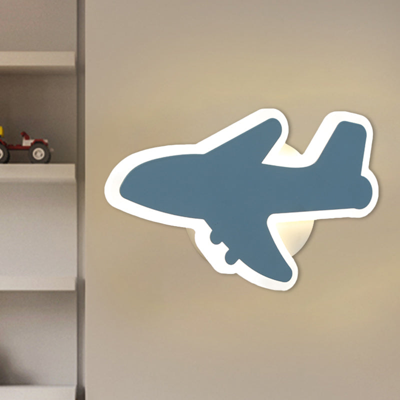 Vivolux | Jet Kids Schlafzimmer Flush Mount Wand Sconces Acryl Cartoon LED Wandmontage Beleuchtung in Weiß/Blau