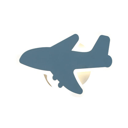 Vivolux | Jet Kids Schlafzimmer Flush Mount Wand Sconces Acryl Cartoon LED Wandmontage Beleuchtung in Weiß/Blau