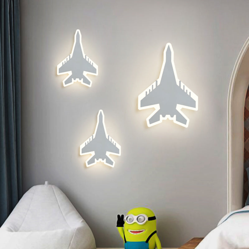 Vivolux | Jet Kids Schlafzimmer Flush Mount Wand Sconces Acryl Cartoon LED Wandmontage Beleuchtung in Weiß/Blau