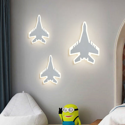 Vivolux | Jet Kids Schlafzimmer Flush Mount Wand Sconces Acryl Cartoon LED Wandmontage Beleuchtung in Weiß/Blau