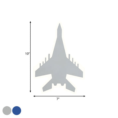 Vivolux | Jet Kids Schlafzimmer Flush Mount Wand Sconces Acryl Cartoon LED Wandmontage Beleuchtung in Weiß/Blau