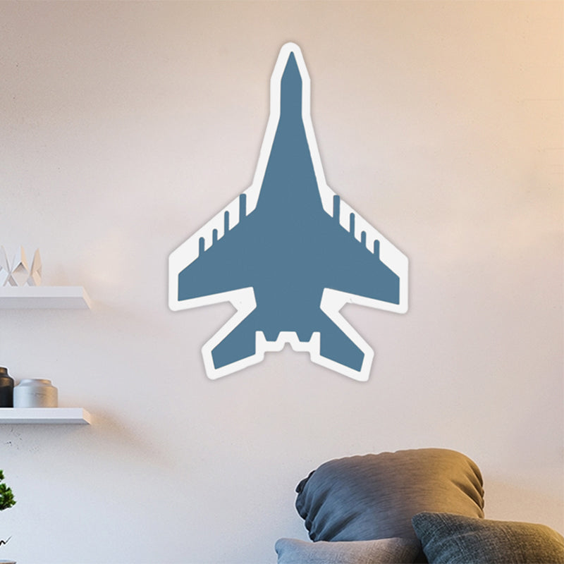 Vivolux | Jet Kids Schlafzimmer Flush Mount Wand Sconces Acryl Cartoon LED Wandmontage Beleuchtung in Weiß/Blau