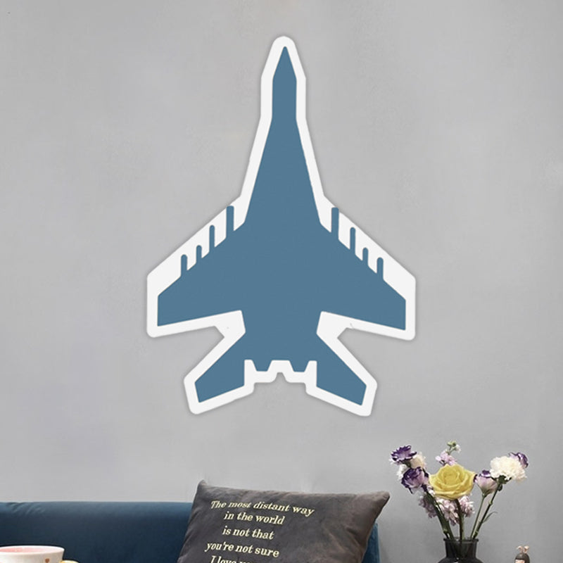 Vivolux | Jet Kids Schlafzimmer Flush Mount Wand Sconces Acryl Cartoon LED Wandmontage Beleuchtung in Weiß/Blau