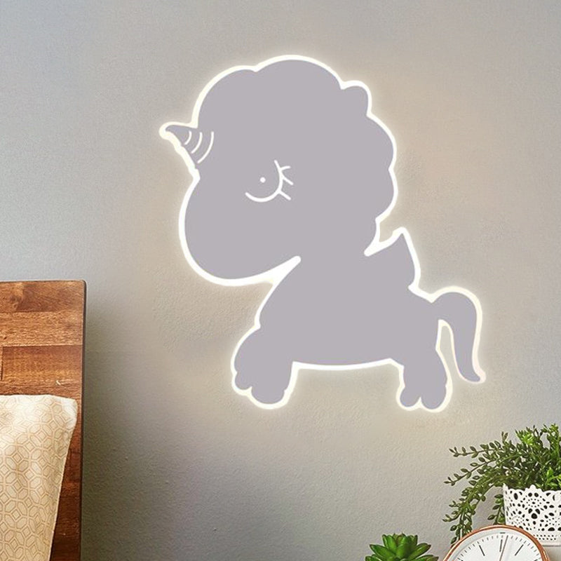 Vivolux | Eenhoorn Wandgemonteerde Lichtarmatuur Cartoon IJzer Roze/Blauw/Wit LED Flush Mount Wandlamp voor Kinderkamer