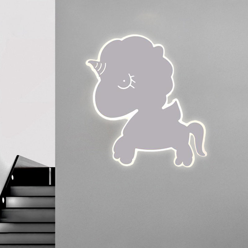 Vivolux | Eenhoorn Wandgemonteerde Lichtarmatuur Cartoon IJzer Roze/Blauw/Wit LED Flush Mount Wandlamp voor Kinderkamer