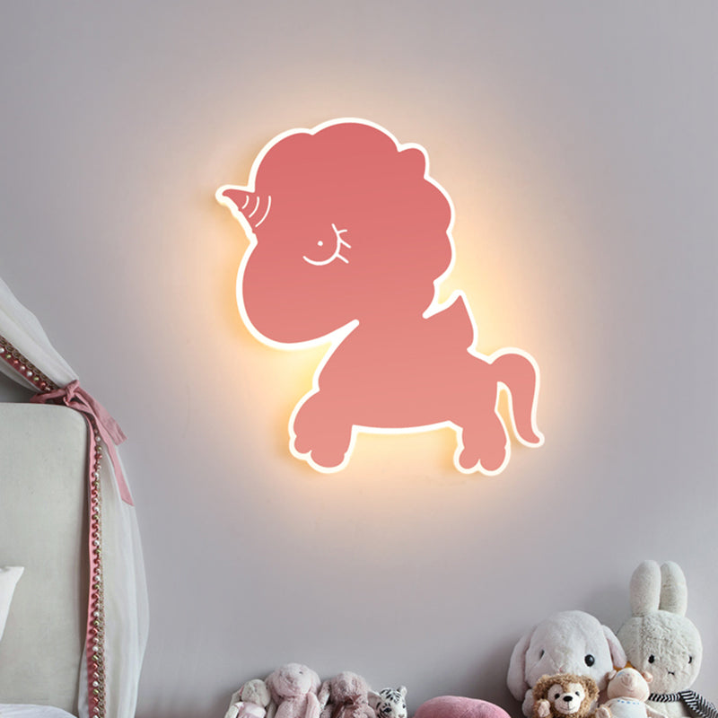 Vivolux | Eenhoorn Wandgemonteerde Lichtarmatuur Cartoon IJzer Roze/Blauw/Wit LED Flush Mount Wandlamp voor Kinderkamer